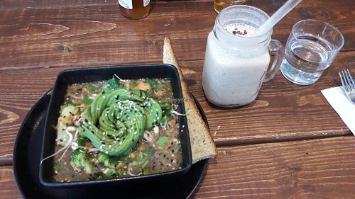 Noodle soup and a shake at A.VO.KA.DO in Malmo