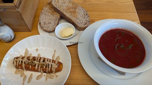 Roasted carrot and soup-of-the-day at The Suter Cafe in Nelson