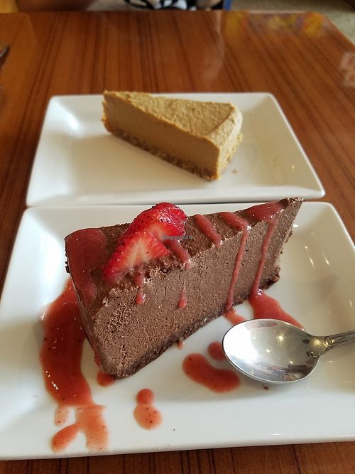 chocolate pie and cheesecake at Leafy Greens Cafe in St Petersburg