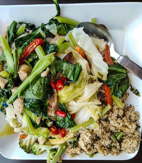 4 items with mixed brown rice at Terminal 21 - Pier 21 Food Court Stall in Pattaya