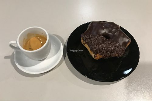 Espresso and vegan donut  at The Grizzlar in Edmonton