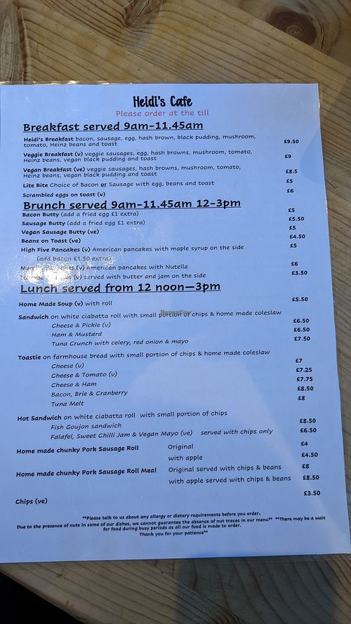 Menu at Heidi's Grasmere Lodge in Grasmere