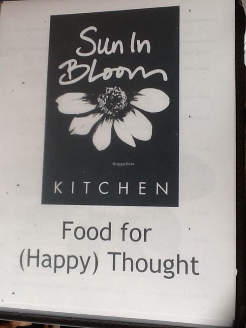 Haapy food. Menu cover. at Sun in Bloom in Brooklyn