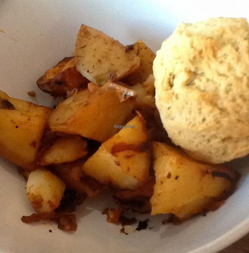 Home fries with Gluten free Rosemary garlic biscuit at Sun in Bloom in Brooklyn