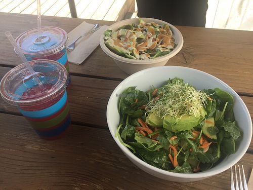 Farmers Market Mista salad, BLA bowl and watermelon juice  at AVO Cafe in Santa Monica