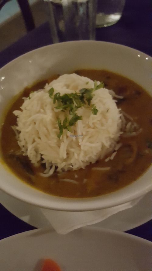 Curry squash entree with rice at Art Cafe Hemingway in Kapaa