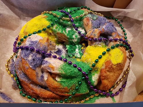 Vegan Kings Cake for Mardis Gras! OMG so good! at Sam's Vegan Kitchen in Chesterfield