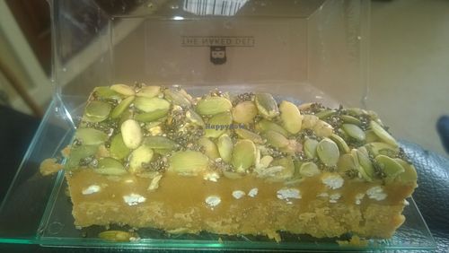 Pistachio and seeded raw slice at Mister Woods Coffee in Tynemouth