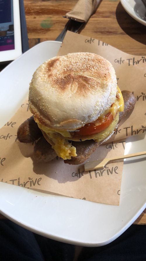 Breakfast muffin at Cafe Thrive in Bournemouth