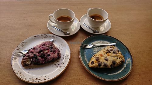 Vegan scones and coffees at Julia Bakery in Malaga