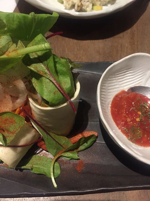 Vegan avocado tortilla they can make it without shrimps  at Borderless Kitchen Future in Otsu