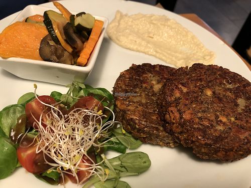 Lentil burgers  at Cafe Madrigal in Valencia