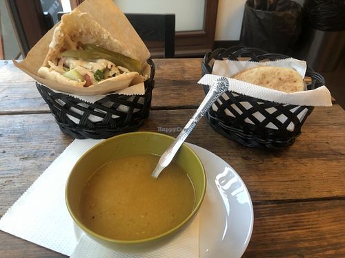 Lentil soup and falafel at Koshari in Copenhagen