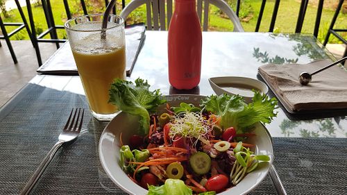 Delicious salad with a choice of avocado or Thai peanut dressing! at Cooper's Specialty Kitchen in Ao Nang