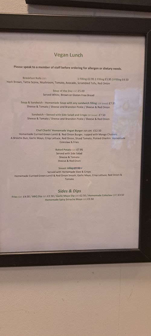 Vegan Lunch Menu  (Aug 2025) at Route 7 in Aviemore