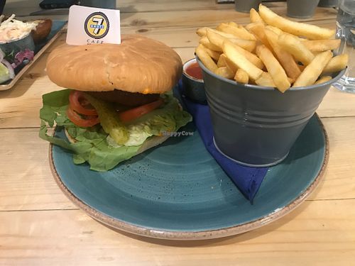 Vegan burger  at Route 7 in Aviemore