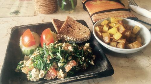 tofu scramble and breakfast potatoes  at Kafe in Ubud