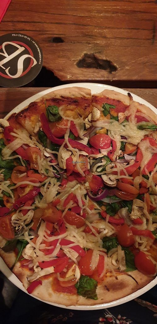 Clarence pizza with vegan cheese at Station Bar & Woodfired Pizza in Katoomba