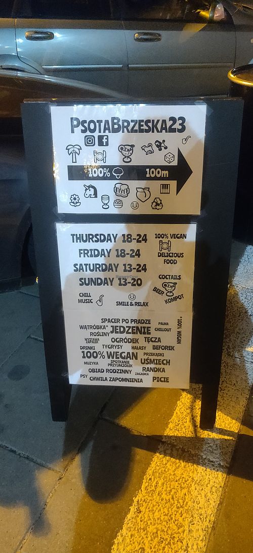 sign at Psota in Warsaw