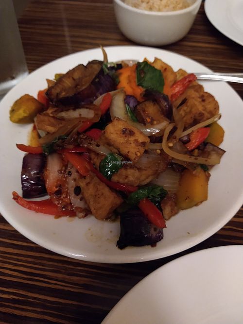 Pumpkin, eggplant, tofu at LA Vegan in Los Angeles