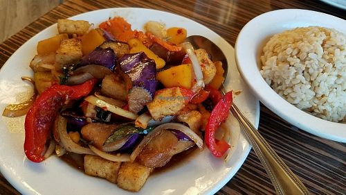 pumpkin eggplant tofu at LA Vegan in Los Angeles