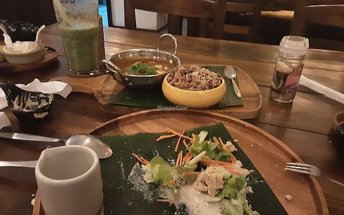 Tikka tempeh masala with the meze platter after we ate it, whoops! at Ganita Cafe in Pai