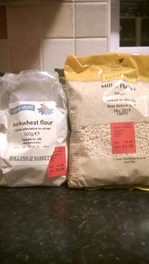 Buckwheat flour and millet flakes  at Holland & Barrett - Wellington Sq in Stockton-on-tees