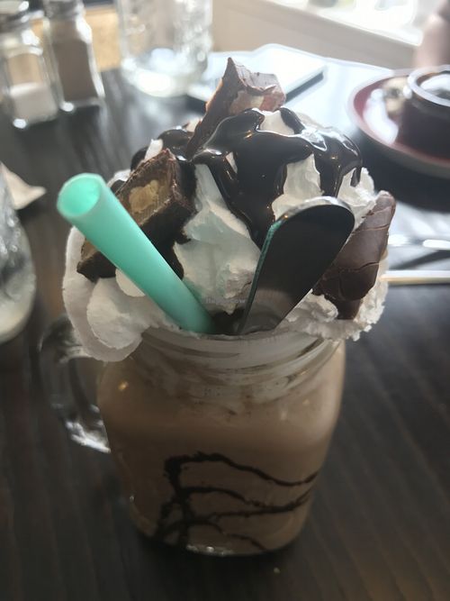 Snickers ice cream shake  at Veggie Vixen Store and Coffee Shop in Littleborough