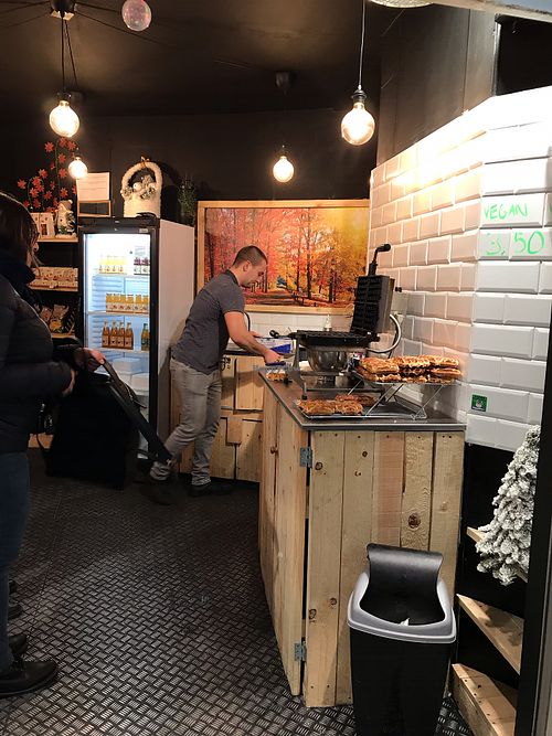 The “kitchen” at VeganWaf in Brussels