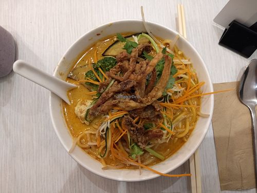 Laksa noodles at Loving Hut in Northbridge