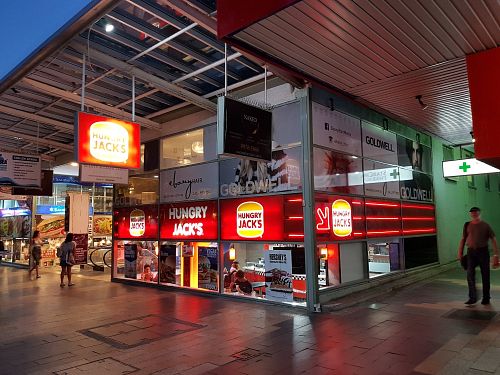 Outside at Hungry Jack's in Manly