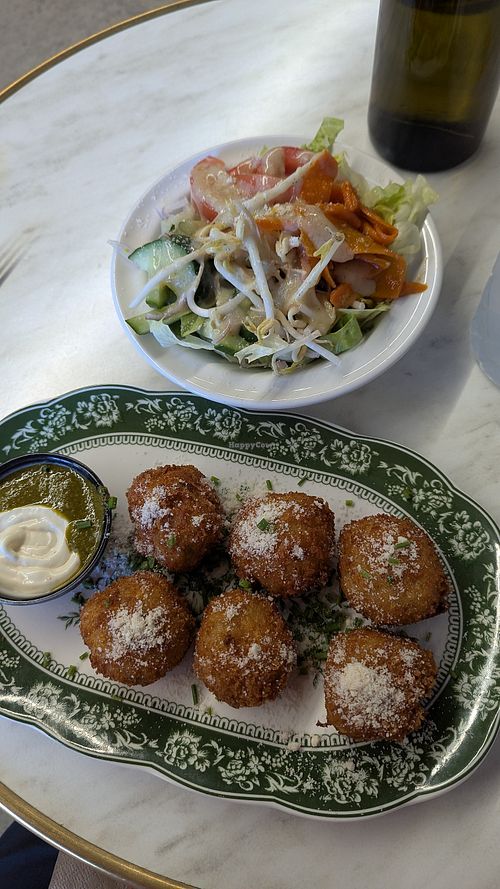 Croquettes and side salad at GG Bistro in Christchurch