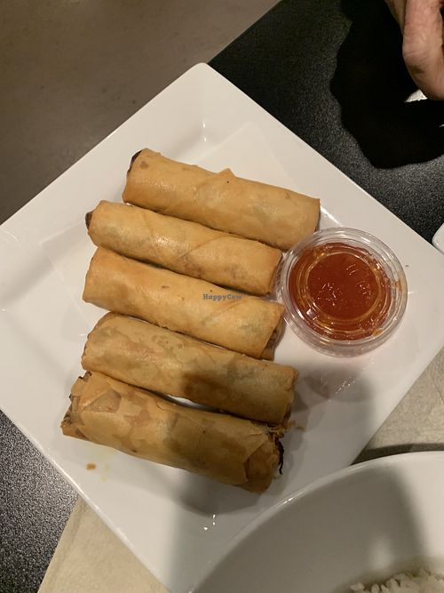 Fried springs rolls - they were good   at Vegan Plate in Roseville