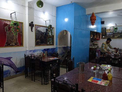 Restaurant interior decor at Tirupati South in Bodhgaya