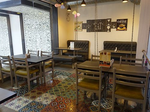 Restaurant layout on the 2nd storey at Nirvana The Veg Cafe in Bodhgaya