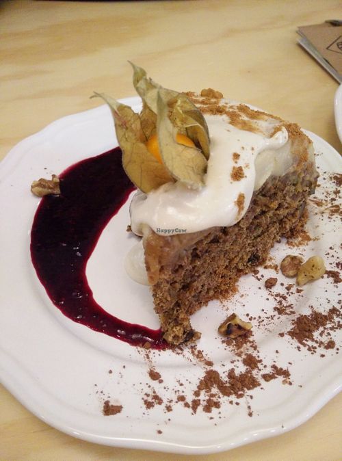 Banoffee vegan cake. From the 3 kinds we tried the best by far. Jummy!!! at La Sociedad Herbivora in Malaga