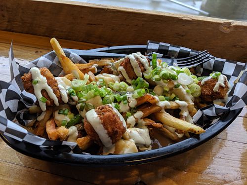 popcorn chick'n poutine at Real Fake Meats in Halifax