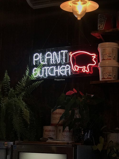 Neon sign  at Real Fake Meats in Halifax