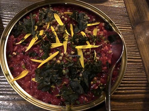 Beetroot risotto  at Brasserie Uno in Zermatt