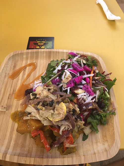 Vegan saltfish salad at Cafe Roots-N-Kulchah in St Croix