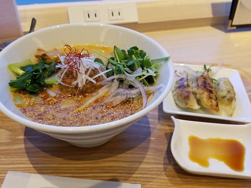 Golden sesame tantan noodles gyoza set at NRT - T's Tantan - T2 in Narita