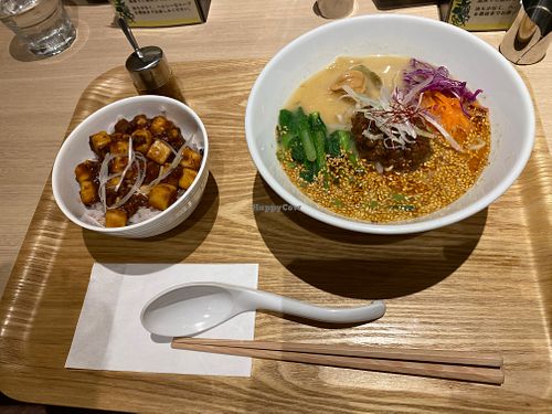 Golden sesame ramen with side of mapo tofu at NRT - T's Tantan - T2 in Narita