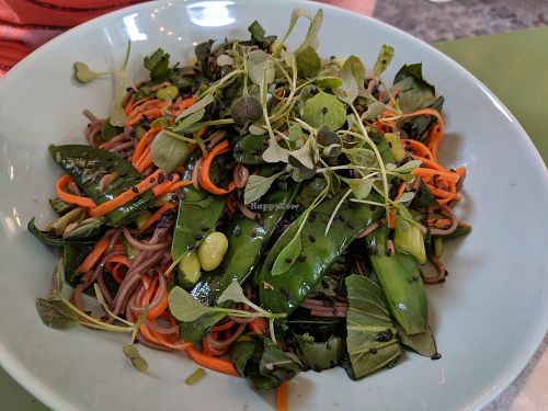 Soba noodle salad at Veganda in Warsaw