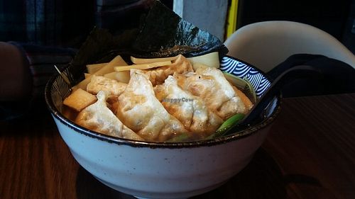 Veg gyozas and ramen noodles  at Umai Mi in Newcastle Upon Tyne