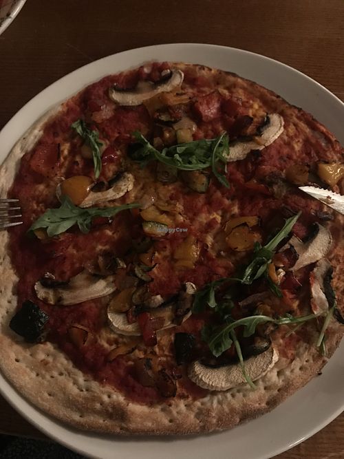 Vegan pizza  at The Ice Wharf in North West London