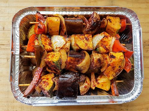 Salvado con unas Champibrochetas! #Ñam at Veganika in Lima