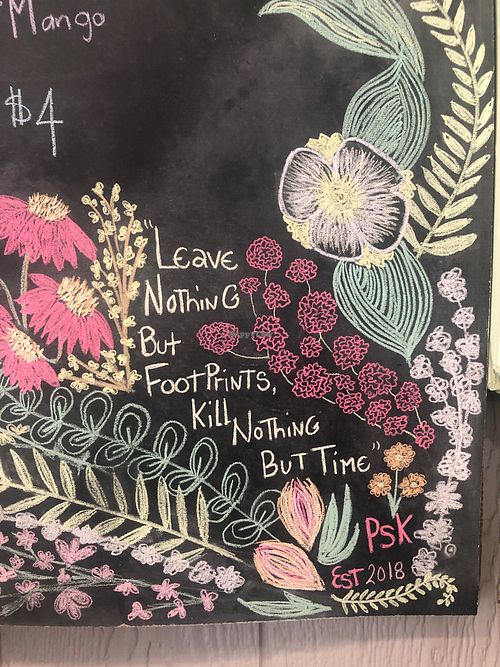 Chalkboard menu at The Plant Society in Acton