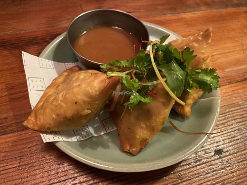 samosas (part of vegan degustation 10 course meal) at Rice Paper Scissors in Fitzroy