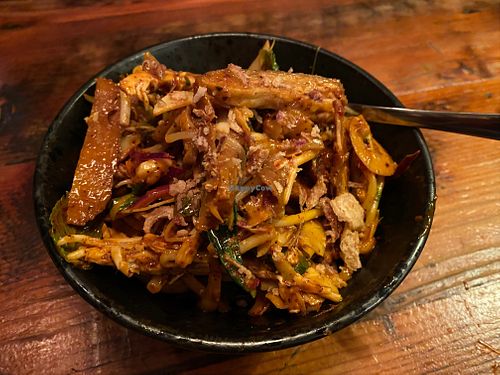 spicy mock duck salad (part of vegan degustation 10 course meal) at Rice Paper Scissors in Fitzroy