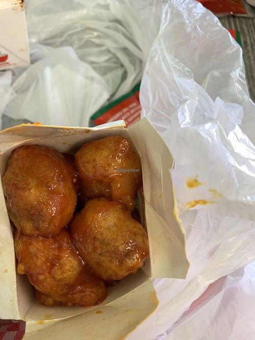 Vegan orange chicken in to go box  at Pots N Woks in Whittier